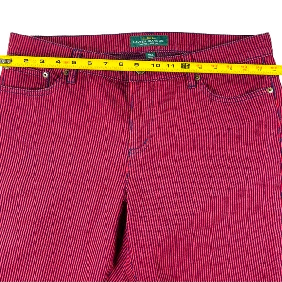 LRL Lauren Jeans Co plus size 14 red navy blue pinstripe straight leg jeans EUC - Picture 8 of 10